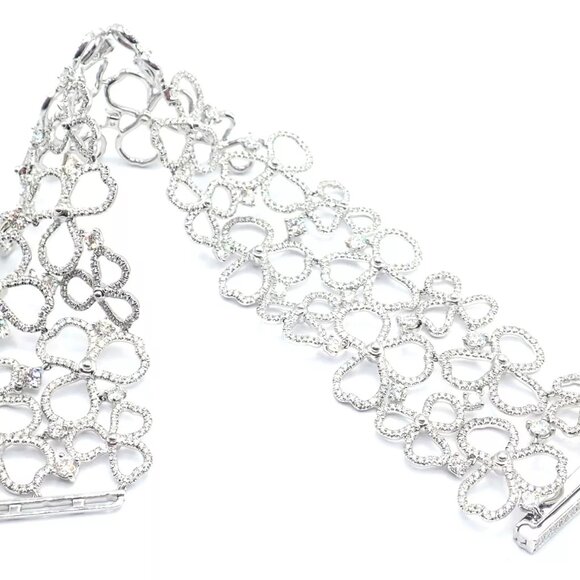 Authentic! Tiffany & Co Paper Flowers Platinum Diamond Wide Bracelet - Picture 4 of 10